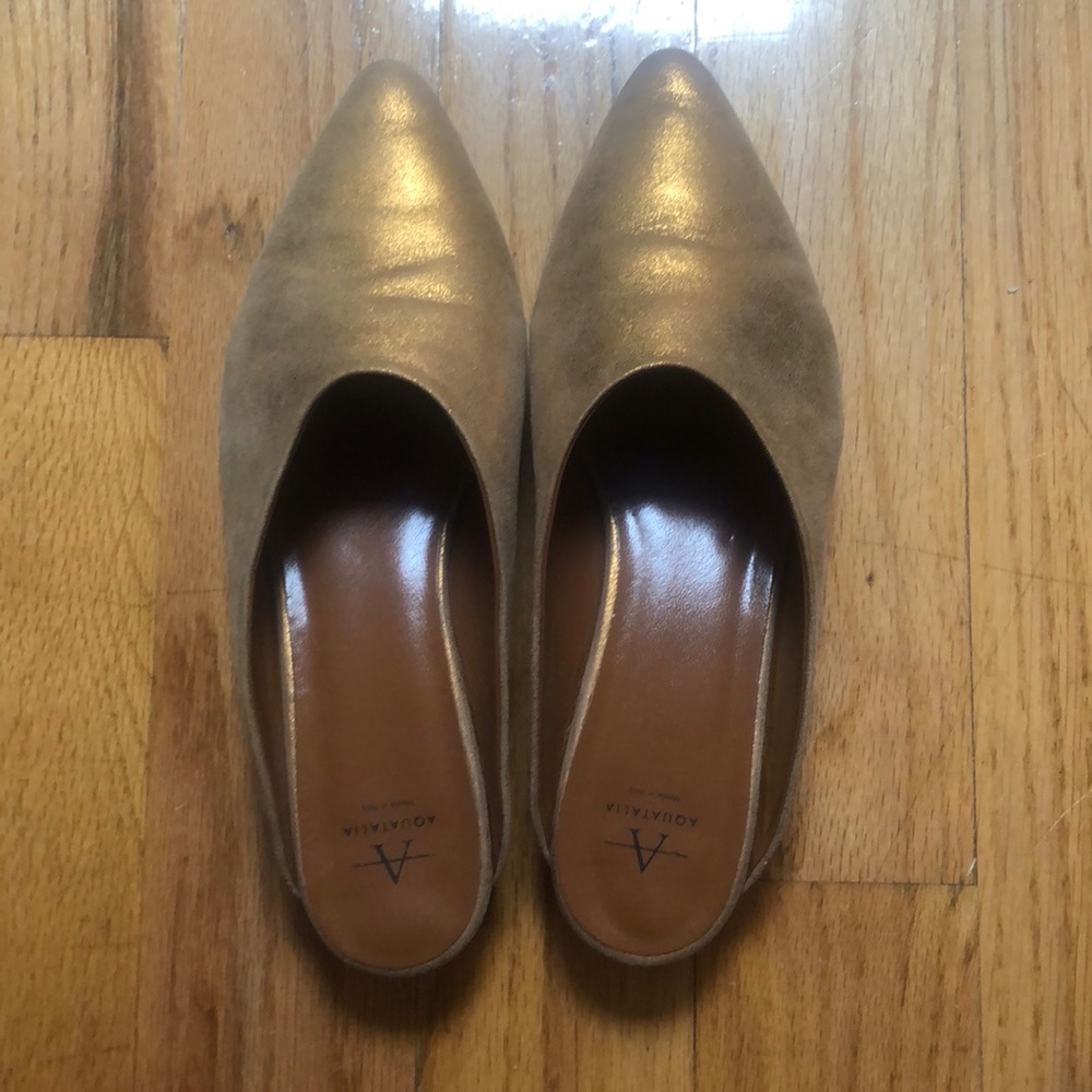 8 1/2” Gold Leather Aquatalia Slides